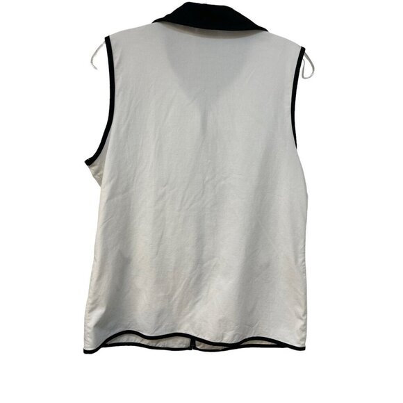 Chicos Weekends Perfect Stretch Golf Size 1 White Black Comfy Vest With Pockets - Picture 4 of 4